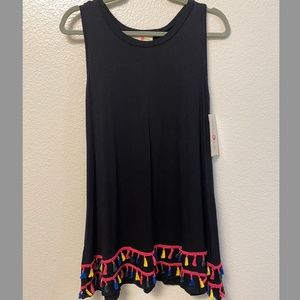 NWT - Short Black Dress with colorful Tassles